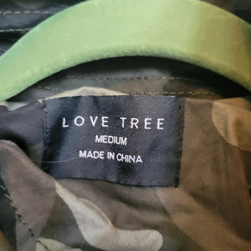 M CINCH WAIST LIGHTWEIGHT GREEN BLACK CAMO JACKET MULTI POCKETS LOVE TREE MEDIUM - Picture 4 of 7